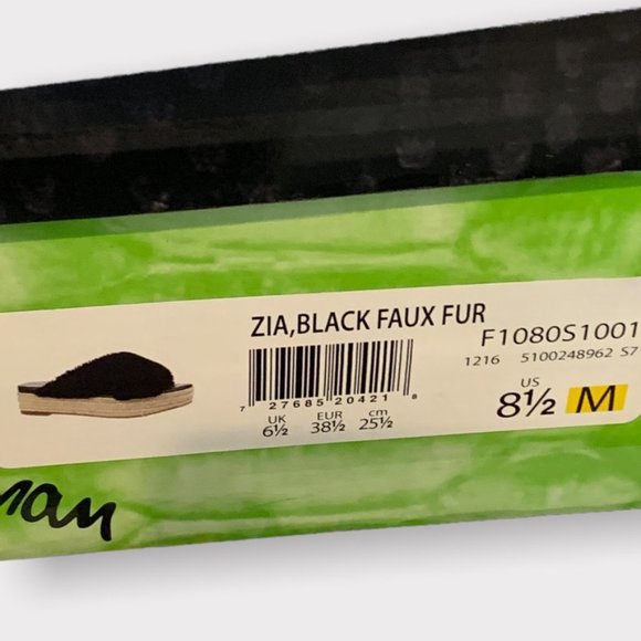 Sam Edelman ZIA Faux Fur Espadrille Wedge 8.5 Black - Picture 5 of 5